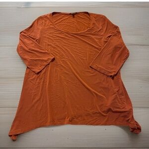 Eileen Fisher Asymmetrical Long Sleeve Stretch Tunic Top Women’s XL Burnt Orange